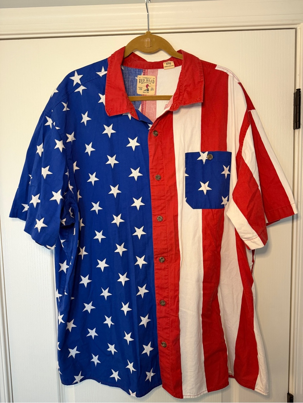 RedHead Men's Short-Sleeve Americana Button-Up Shirt - Blue, Red & White